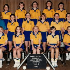 Junior School softball Year 7, 1990