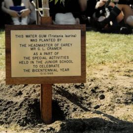 Bicentennial tree plaque, 1988