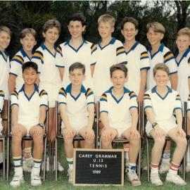 Under 13 boys' tennis team, 1989