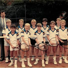 Under 12 undefeated boys' tennis team, 1986