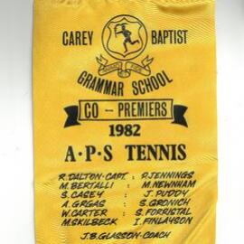 APS tennis co-premiers pennant, 1982