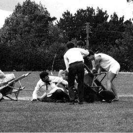 Inter-house wheelbarrow race, 1967