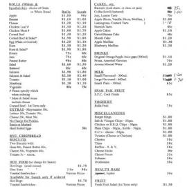 Tuckshop price list, 1997