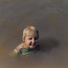 Emma Powell swimming in the Murray River, 1978