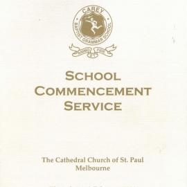Commencement Service programme, 2000