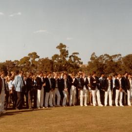 Guests at the opening of Graham Yallop Scoreboard at Bulleen, 1984