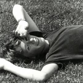 Student lying on grass at Bulleen, 1979