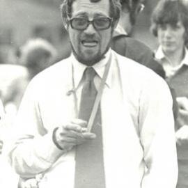 Mr Bernard Bechel timekeeping at Bulleen, 1979