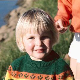 Junior School boy at the beach, 1974