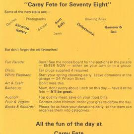 Carey fete for seventy eight, 1978