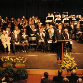 Hon Peter Costello MP addressing the audience, 1995