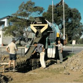 Digging foundations for the Geoffrey Stevens Pool, circa 1991
