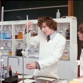 Senior student in chemistry class, 1974