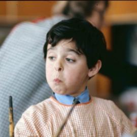 Junior School boy in art class, 1974