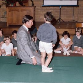 Junior boy in gym class, 1974