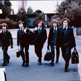 Students arriving at school, 1974