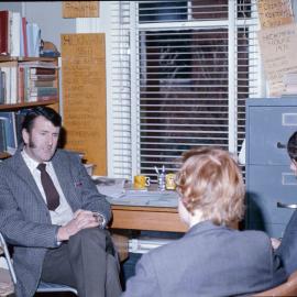 David Lord with students in the Hickman Headmaster's office, 1974
